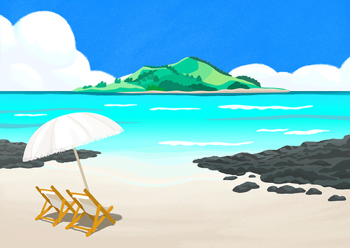 Image illustration of Hyeopjae Beach and Geumneung Beach where Biyangdo can be seen 图片素材