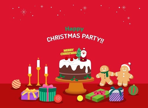 Vector illustration with cake decorated with Santa and gingerbread man cookie 图片素材