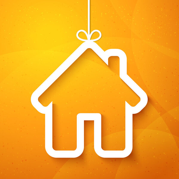 橙色的纸房子。圣诞贴花背景 图片素材