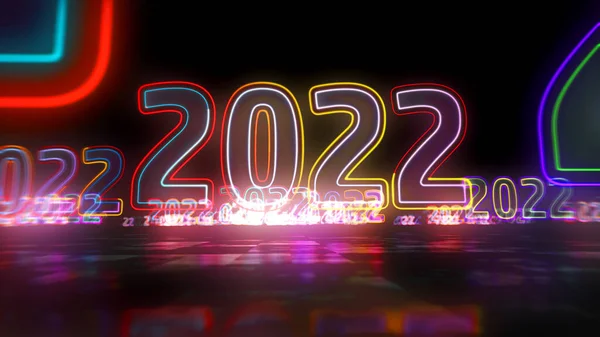 2022年新的数字设计理念。未来主义抽象3D渲染示例。网络空间风格.
