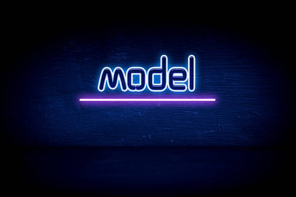 模型-蓝色霓虹灯告示牌 图片素材