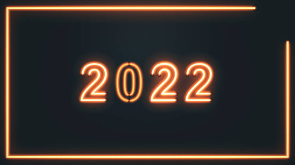 2022年新年横幅，带有数字、抽象的霓虹灯背景和纹理 图片素材