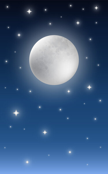 在繁星满天的夜晚的天空背景上满月 图片素材