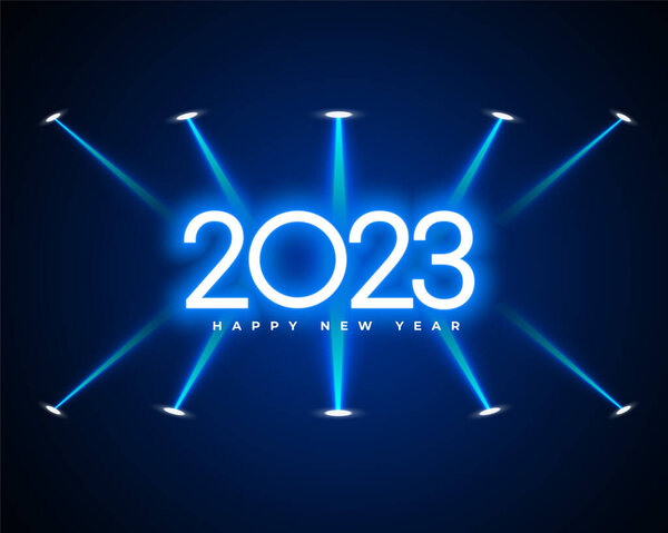 2023带有点光源的新年前夜背景矢量霓虹灯文本  图片素材