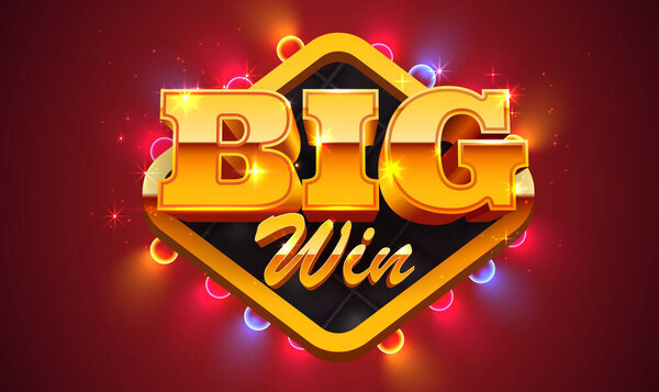 Big win golden banner. Sign with golden letters. Vector illustration 图片素材
