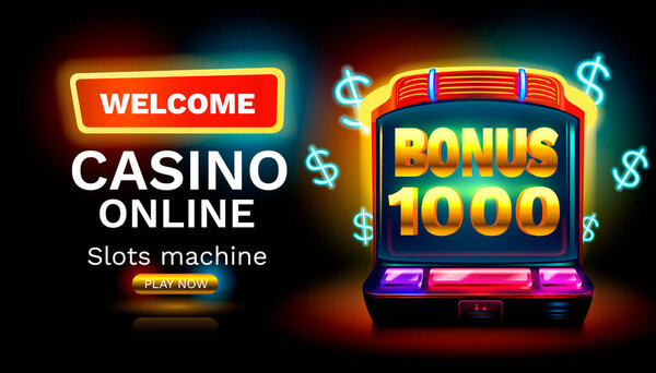 Casino slots machine winner, jackpot fortune bonus 1000, 777 win banner. Vector illustration 图片素材