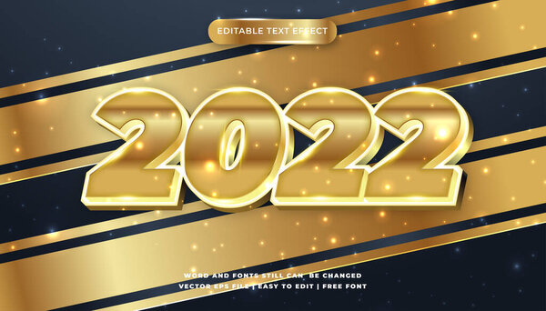 Happy new year 2022. white and golden numbers on Black background. holiday greeting card design 图片素材