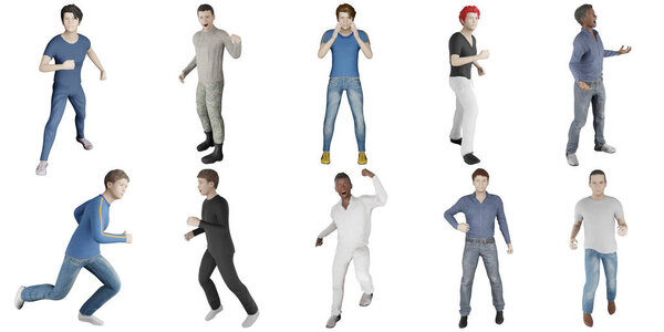 man model avatar man model human character set included 3d illustration isolated on a white background with clipping path 图片素材