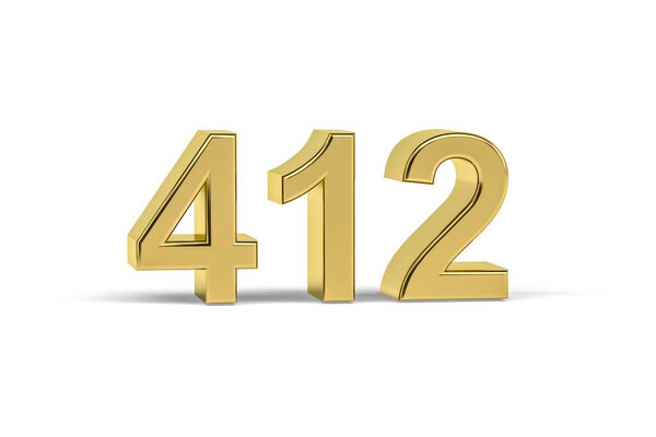 Golden 3d number 412 - Year 412 isolated on white background - 3d render 图片素材