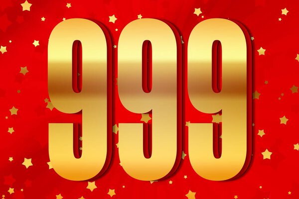 999 nine hundred and ninety-nine Gold number count template poster design background. abstract icon 图片素材