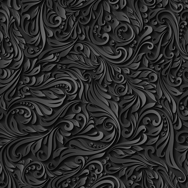 无缝抽象黑色花纹 图片素材