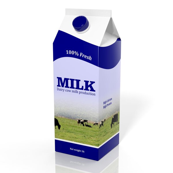 3d 牛奶纸箱上白色孤立 图片素材