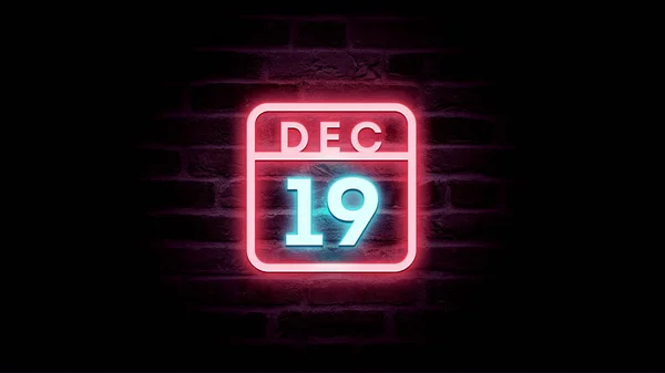 12月19日日历，背景为霓虹灯蓝色和红色霓虹灯  图片素材