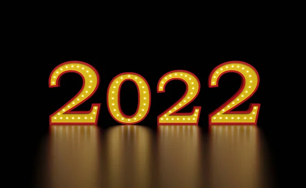 2022年新年霓虹灯创意设计概念- 3D渲染图像 图片素材