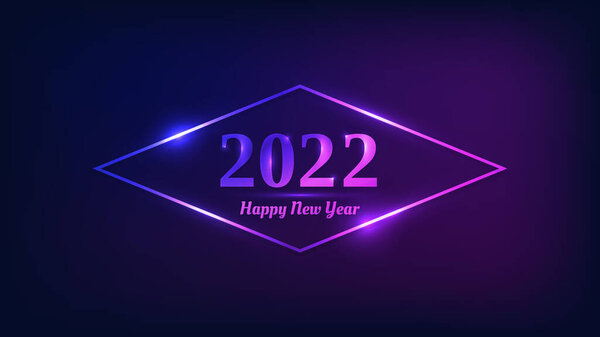 2022年新年背景。圣诞贺卡、传单或招贴画都有霓虹灯相框和闪光效果。矢量说明 图片素材
