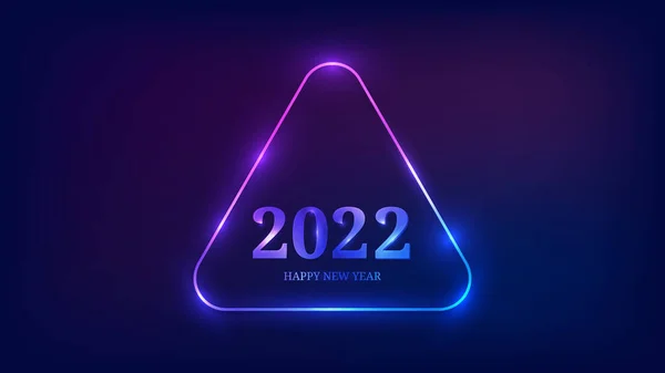 2022年新年背景。霓虹灯圆形三角形相框,圣诞贺卡、传单或海报都有闪亮效果.矢量说明