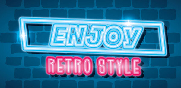 label enjoy nineties sign retro style neon light 图片素材