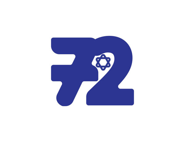 第72届以色列独立日蓝色图标与大卫之星白底 图片素材
