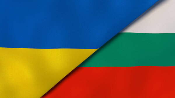 两个国家的国旗乌克兰和保加利亚。高质量的商业背景。3d说明 图片素材