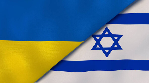 乌克兰和以色列两国国旗。高质量的商业背景。3d说明 图片素材