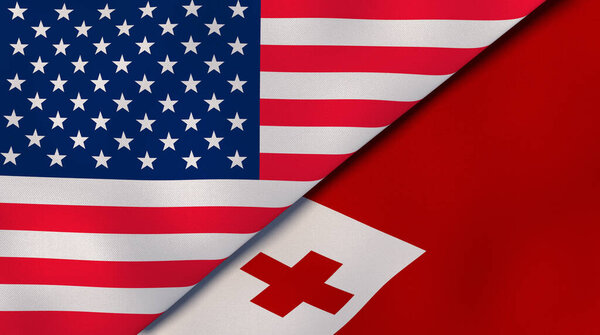 美国和汤加的两个州的国旗。高质量的商业背景。3d说明 图片素材