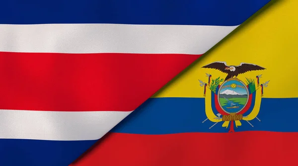 哥斯达黎加和厄瓜多尔两国国旗。高质量的商业背景。3d说明 图片素材
