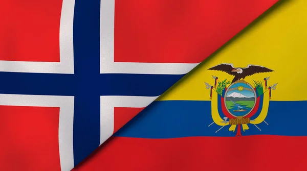 挪威和厄瓜多尔两国国旗。高质量的商业背景。3d说明 图片素材