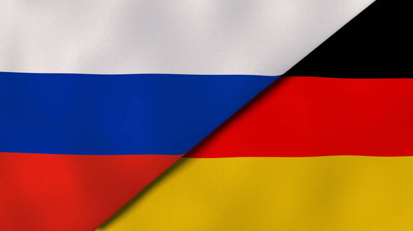俄罗斯和德国的两个国家的国旗。高质量的商业背景。3d说明 图片素材