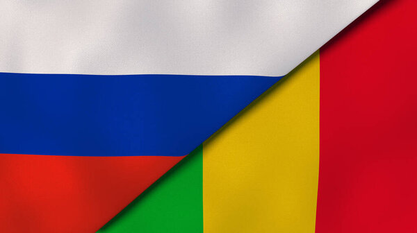 俄罗斯和马里两国国旗。高质量的商业背景。3d说明 图片素材