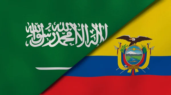 沙特阿拉伯和厄瓜多尔两国的国旗。高质量的商业背景。3d说明 图片素材