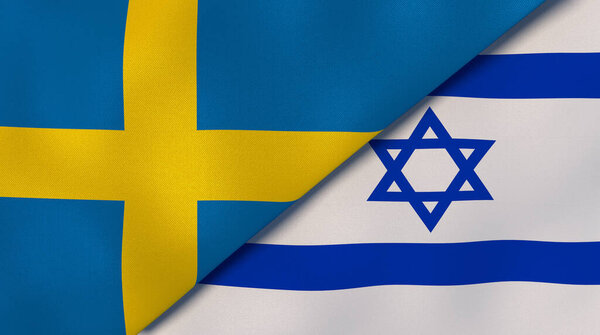 瑞典和以色列两国国旗。高质量的商业背景。3d说明 图片素材