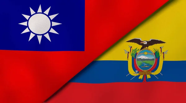 台湾和厄瓜多尔两国国旗。高质量的商业背景。3d说明 图片素材