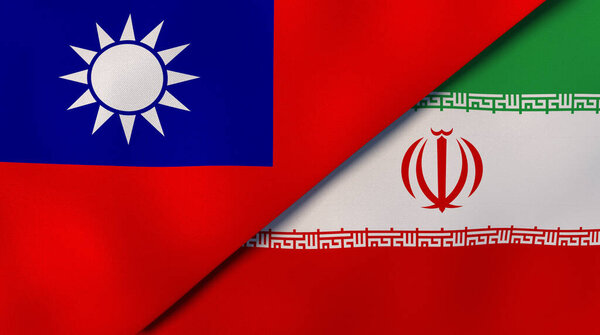 台湾和伊朗两国国旗。高质量的商业背景。3d说明 图片素材