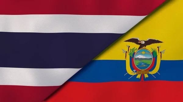 泰国和厄瓜多尔两国国旗。高质量的商业背景。3d说明 图片素材