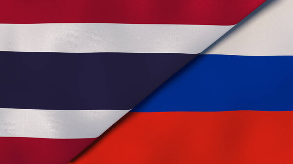 泰国和俄罗斯两国国旗。高质量的商业背景。3d说明 图片素材