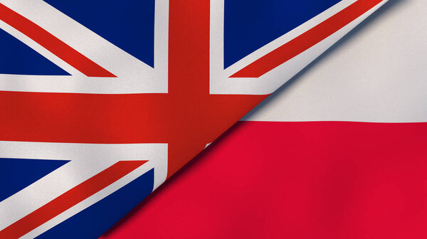 英国和波兰的两个国家的国旗。高质量的商业背景。3d说明 图片素材
