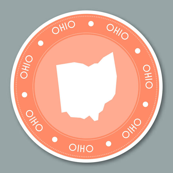 俄亥俄州标签平贴纸设计爱国我们国家地图圆轮徽章矢量插图标签 图片素材