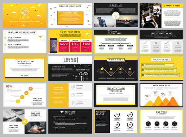 创意股票矢量图的黄色和黑色元素 图片素材