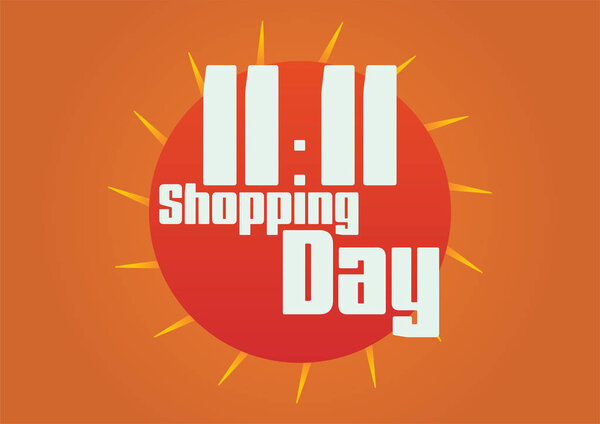 11.11 Mega购物日招贴画或传单设计。 全球购物世界日色彩艳丽的背景销售. 图片素材