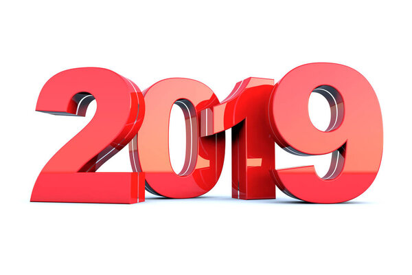 新年快乐2019红色光泽日历背景 图片素材