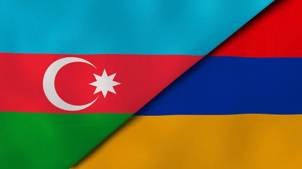 阿塞拜疆和亚美尼亚的两个国旗。高质量的商业背景.3d说明 图片素材
