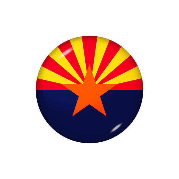 亚利桑那州的图标旗。圆圆的光滑的国旗。矢量图解。EPS 10 图片素材