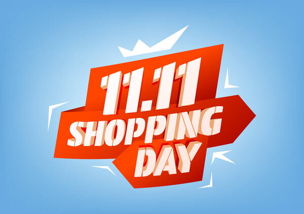 11.11购物日销售海报或传单设计。全球购物世界日的背景五彩缤纷.11.11网上疯狂销售. 图片素材