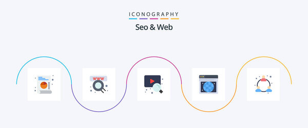 Seo和WebFlat5图标包包括.网络。视频。用户。网页 图片素材