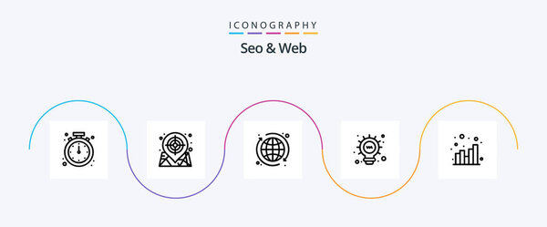 Seo和Web Line 5 Icon Pack包括seo 。分析学。网络。灯泡。web 图片素材