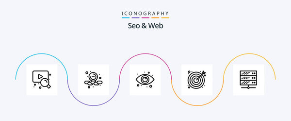 Seo和WebLine 5图标包包括网络服务器。网络。观点。目标。搜索 图片素材