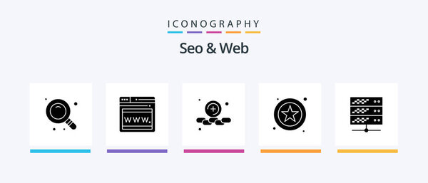Seo和WebGlyph5图标包包括.网络。网络。服务器。主办。创意偶像设计 图片素材