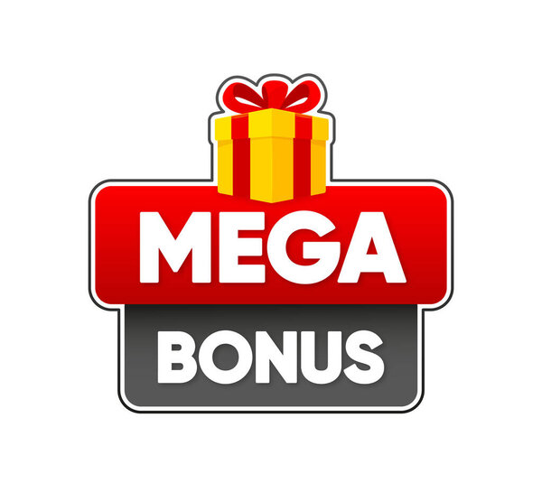 Mega Bonus进入到胜利。礼品盒横幅矢量说明 图片素材