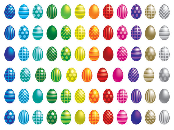 矢量格式的 72 复活节彩蛋. 图片素材